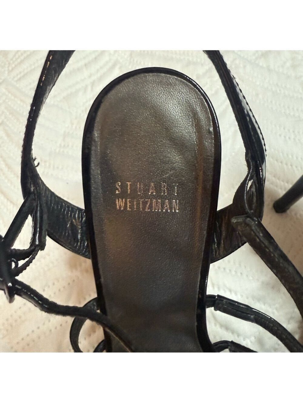 Stuart Weitzman women’s Black Patent Leather Strappy Heel Shoes. Size 8.5 - Picture 8 of 8
